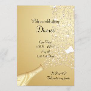 Gold Popping Champagne Divorce Invitation