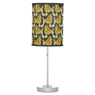 Gold Posh Poodle Night Gray Table Lamp