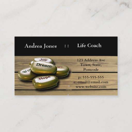 Customizable Gold Positive word stones life coach business card