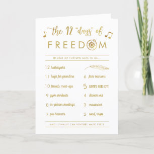 Gold Post Covid Funny 12 Days Freedom Christmas Holiday Card