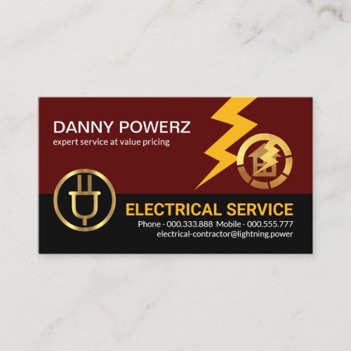 Gold Power Plug Lightning Strike Business Card