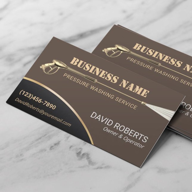 Gold Power Pressure Washing House Cleaning  Business Card (Creator Uploaded)