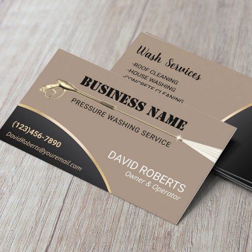 Gold Power Washer Pressure Washing Cleaning Beige Business Card