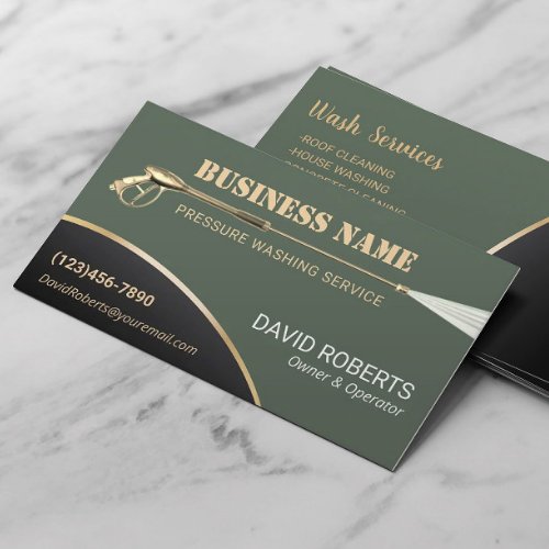 Gold Power Washer Pressure Washing Green Cleaning Business Card