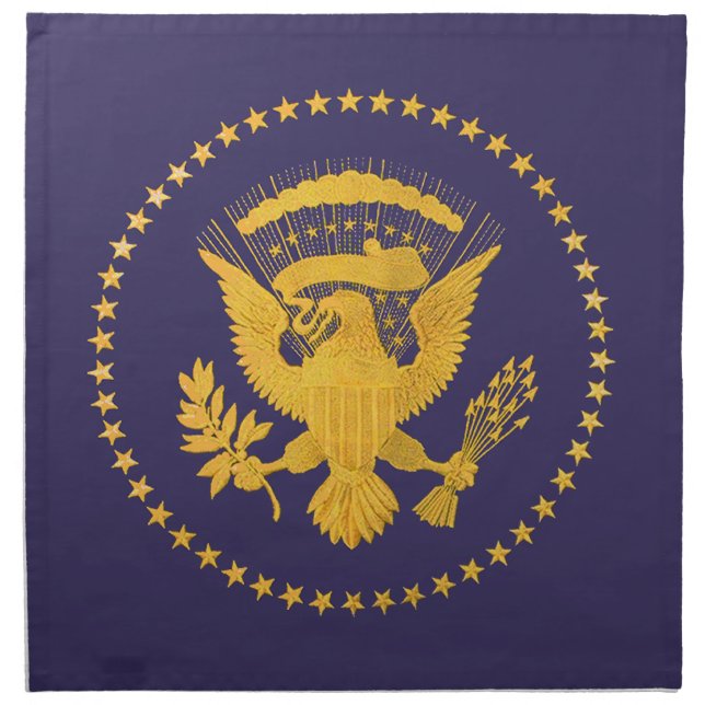 Gold Presidential Seal on Blue Ground Cloth Napkin (Front)