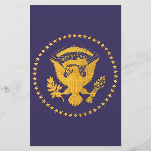 Gold Presidential Seal on Blue Ground Stationery (Front)