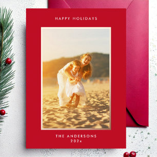 Gold Pressed Simple Elegant Christmas Frame Photo Foil Holiday Card