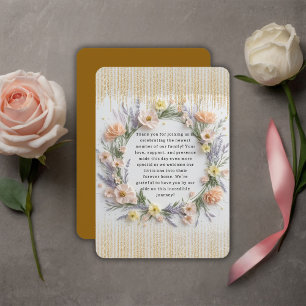 Gold Pressed Wildflower in Bloom Baby Shower Thank You Card
