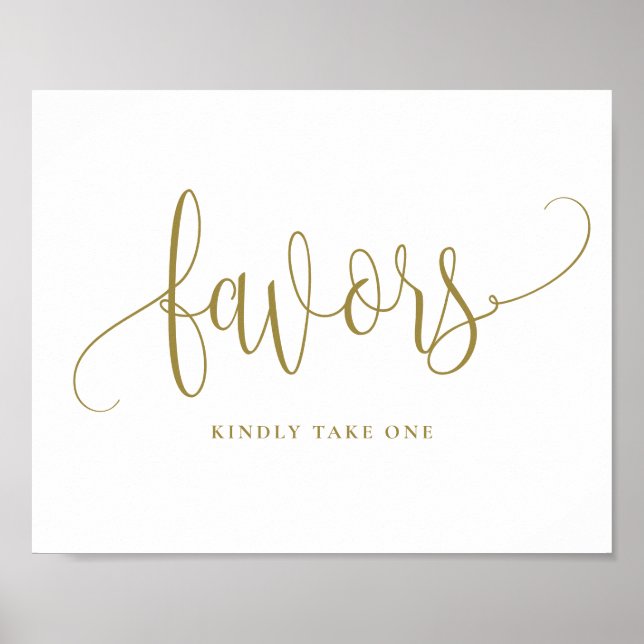 Gold Pretty Calligraphy Script Party Favors Poster (Front)