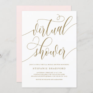 Gold Pretty Script Virtual Bridal Shower Invitation