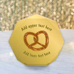 Gold Pretzel - Faux Metal Luxury Look - Any Text  Acrylic Award<br><div class="desc">Your own funny caption or details will personalize this golden pretzel themed design with the faux metallic background and etched-look text print,  The curved lines fill frame the salted snack or twisted loaf motif.</div>