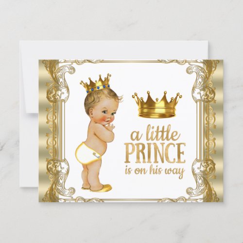 Gold Prince Baby Shower Invitation