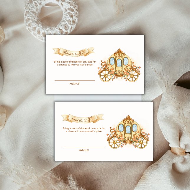 Gold Prince Carriage Diaper Raffle Baby Shower Enclosure Card (Gold Prince Carriage Diaper Raffle Baby Shower Enclosure Card)