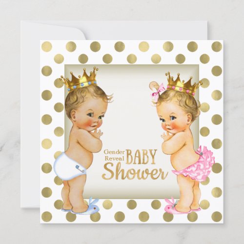 Gold Prince or Princess Gender Reveal Baby Shower Invitation