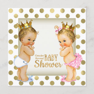 Gold Prince or Princess Gender Reveal Baby Shower Invitation