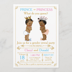 Gold Prince or Princess Gender Reveal Baby Shower Invitation