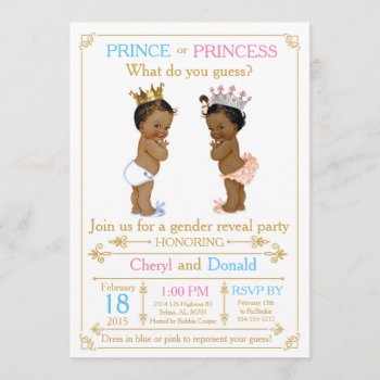Gold Prince Or Princess Gender Reveal Baby Shower Invitation by AnnounceIt at Zazzle