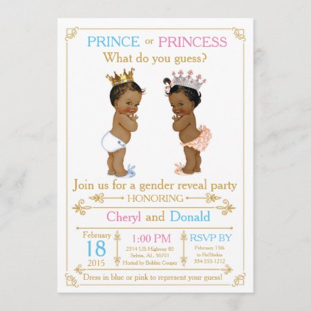 Gold Prince Or Princess Gender Reveal Baby Shower Invitation
