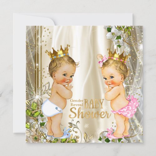 Gold Prince or Princess Gender Reveal Baby Shower Invitation