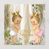 Gold Prince or Princess Gender Reveal Baby Shower Invitation