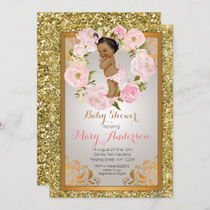 Gold Princess Baby Shower Invite