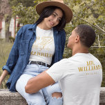 Gold Princess Belle & Beast | Just Married T-Shirt<br><div class="desc">Celebrate your tale as old as time with our "Just Married" Belle and Beast Shirt! Featuring the beloved characters from Beauty and the Beast, this enchanting design captures the romance and magic of your wedding day. Perfect for newlyweds, this shirt is a beautiful reminder of your love story. The back...</div>