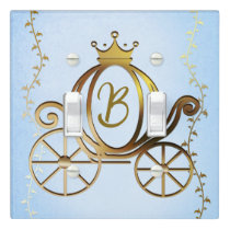 Gold Princess Carriage Blue Storybook Princess Light Switch Cover