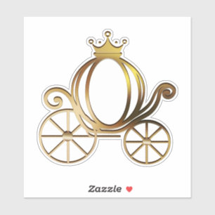 Gold Princess Carriage Blue Storybook Royal Sticker