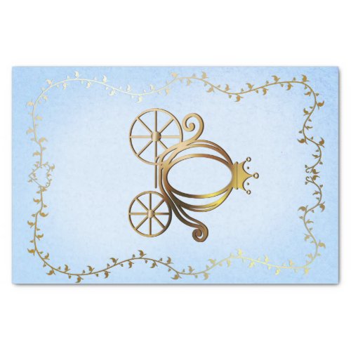 Gold Princess Carriage Blue Storybook Royal Tissue Paper