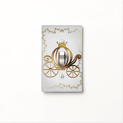 Gold Princess Carriage Storybook Personalized Light Switch Cover