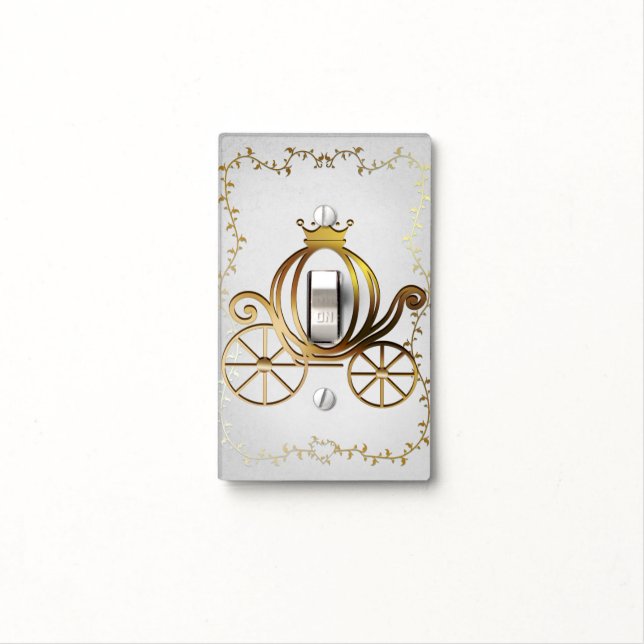 Gold Princess Carriage Storybook Personalized Light Switch Cover (In Situ)