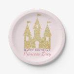 Gold Princess Castle Birthday Party Paper Plates at Zazzle