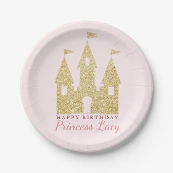 Gold Princess Castle Birthday Party Paper Plates by RedefinedDesigns at Zazzle