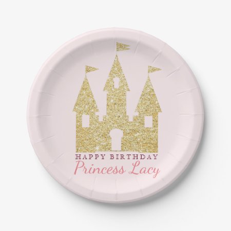 Gold Princess Castle Birthday Party Paper Plates