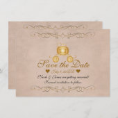 Gold Princess Cinderella Carriage Save the Date Invitation (Front/Back)