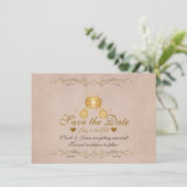 Gold Princess Cinderella Carriage Save the Date Invitation (Standing Front)
