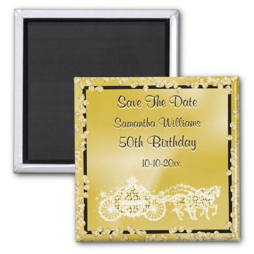 Gold Princess Coach  Horses Save The Date 50th Magnet