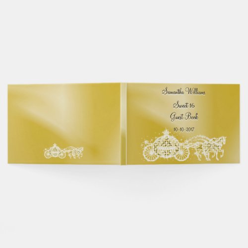 Gold Princess Coach  Horses Sweet 16 Guest Book