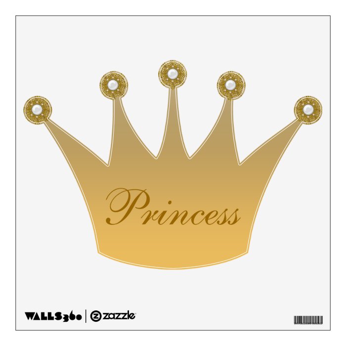 Gold Princess Crown & Jewels Wall Decal