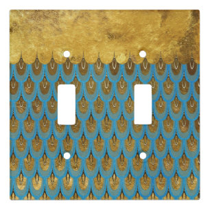 Gold  Princess Mermaid Glitter Scales Light Switch Cover