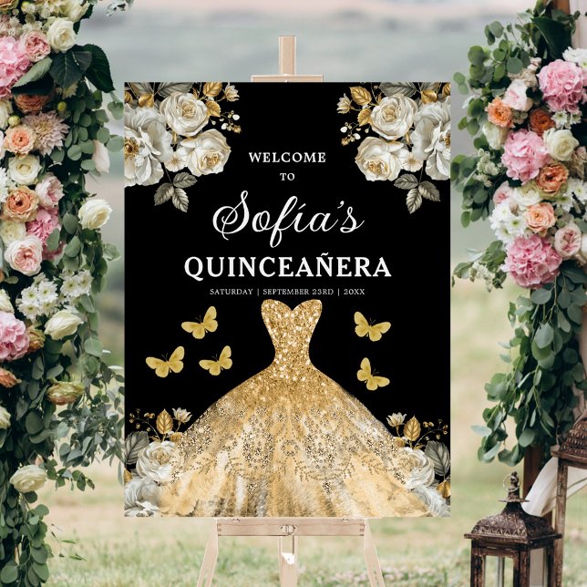 Gold Princess Quinceañera Birthday Welcome  Foam Board (Creator Uploaded)