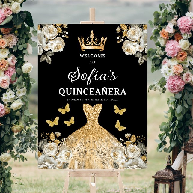 Gold Princess Quinceañera Birthday Welcome  Foam Board (Creator Uploaded)