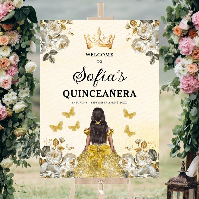 Gold Princess Quinceañera Birthday Welcome  Foam Board (Creator Uploaded)