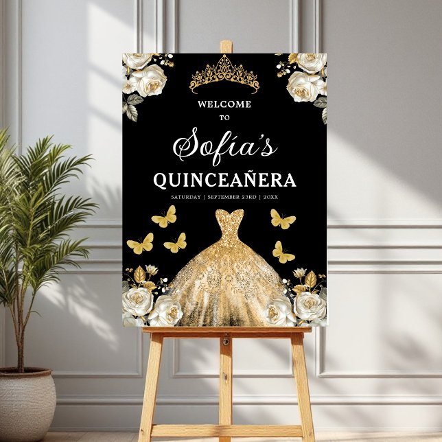 Gold Princess Quinceañera Birthday Welcome  Foam Board (Creator Uploaded)
