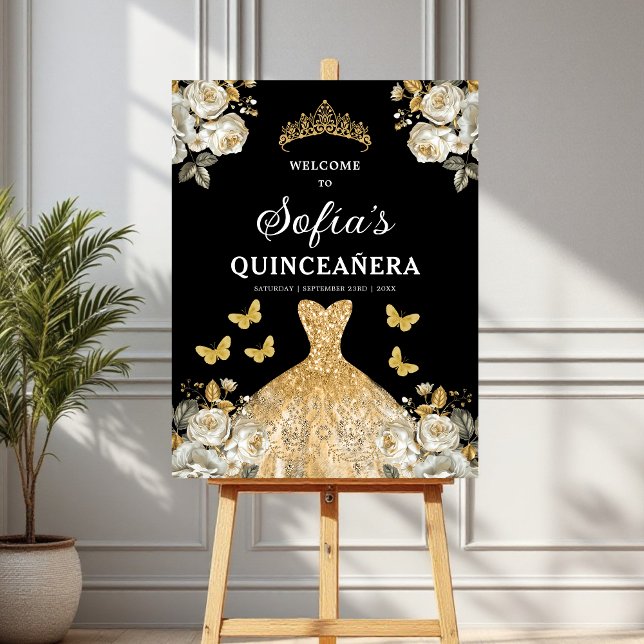 Gold Princess Quinceañera Birthday Welcome  Foam Board (Creator Uploaded)