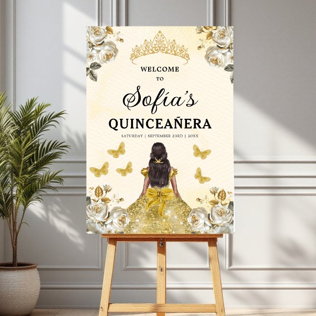 Gold Princess Quinceañera Birthday Welcome  Foam Board (Creator Uploaded)
