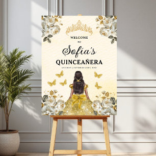 Gold Princess Quinceañera Birthday Welcome  Foam Board