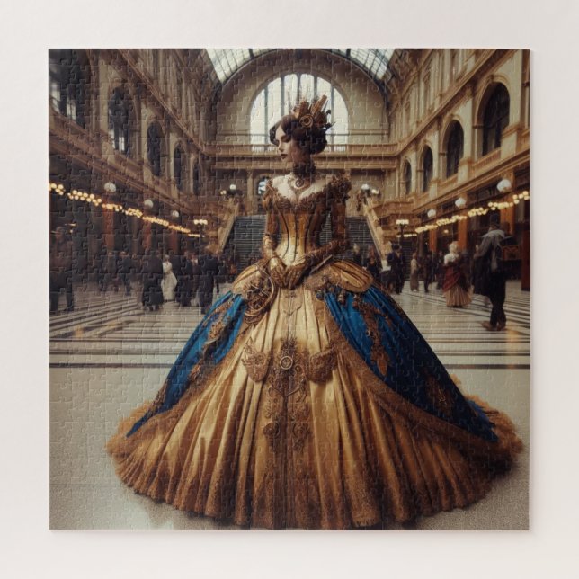 Gold Princess Steampunk Victorian Industrial Jigsaw Puzzle (Vertical)
