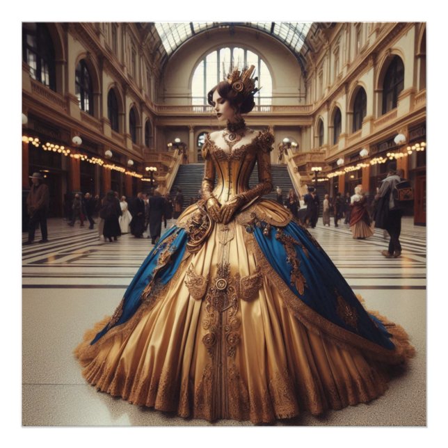 Gold Princess Steampunk Victorian Industrial Photo Print (Front)
