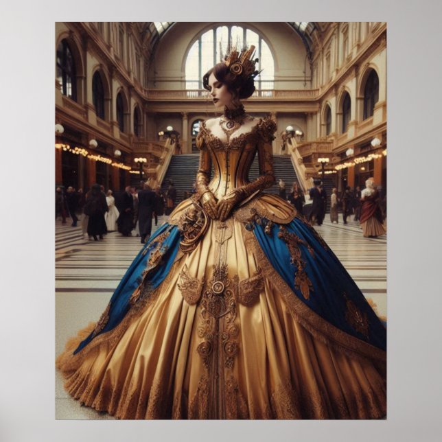 Gold Princess Steampunk Victorian Industrial Poster (Front)